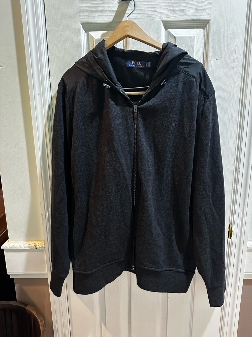 Polo Ralph Lauren Men’s Full‎ Zip Hoodie Dark Great Herringbone Nylon Hood